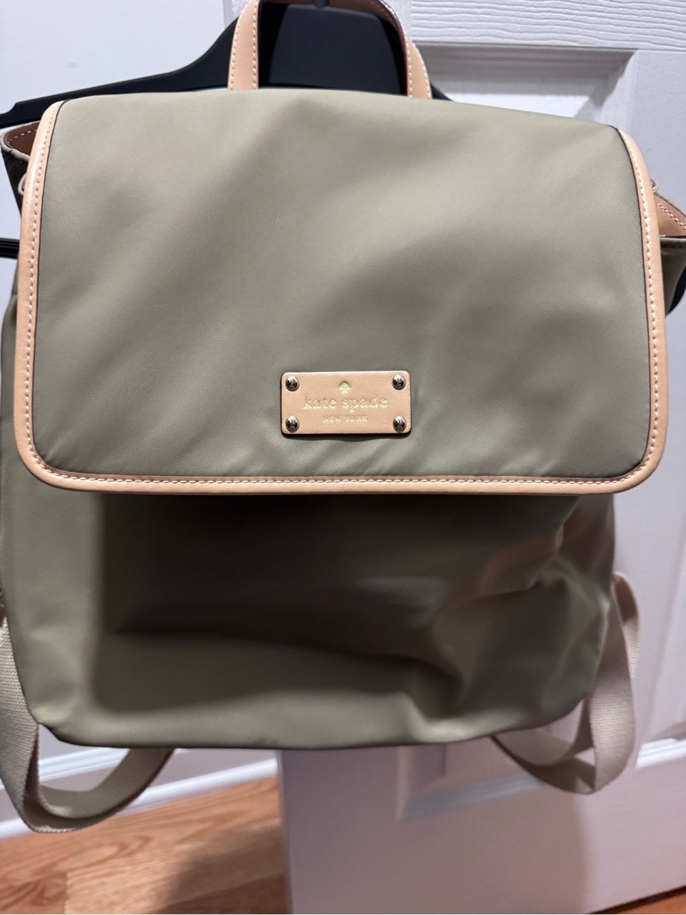 kate spade light brown backpack with tan trim